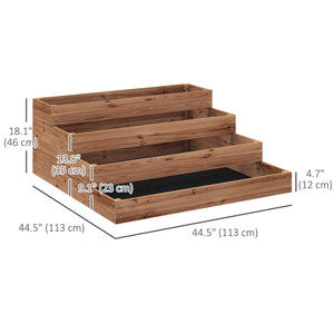 4 Tier Vertical Wooden Raised Garden Bed with Liner for Vegetables, Flowers and Herbs, Dark Brown