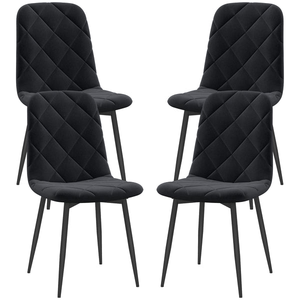 Set of 4 padded chairs with steel legs, black