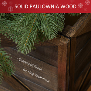 24" Christmas Tree Skirt with Dark Weathered Wood Finish