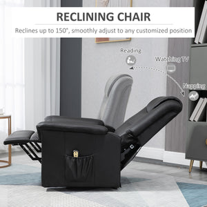 Black Faux Leather Power Recliner Lift Chair with Footrest and Remote Control