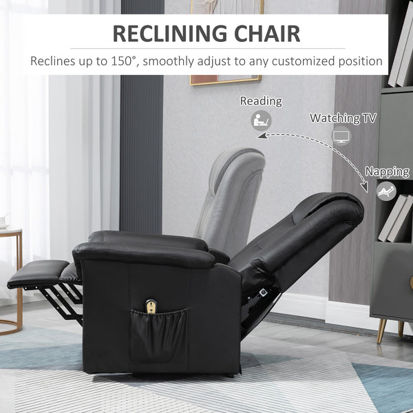 Black Faux Leather Power Recliner Lift Chair with Footrest and Remote Control