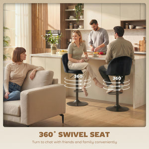 Set of 2 Swivel Bar Stools with Footrest, Black