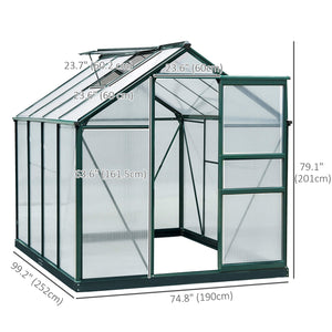 Transparent polycarbonate greenhouse with sliding door