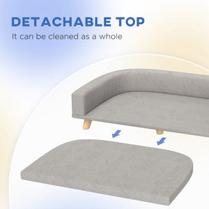 Sofa for large dogs with washable cover and non-slip pads, gray