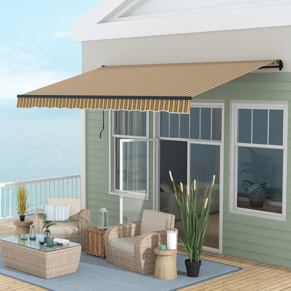 13 x 9.8 ft retractable blind, amber and dark gray 
