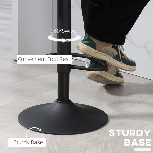 Set of 2 swivel bar stools in faux leather, black