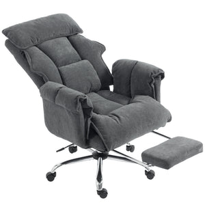 Reclining office chair with footrest, dark gray