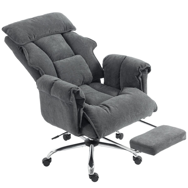 Reclining office chair with footrest, dark gray