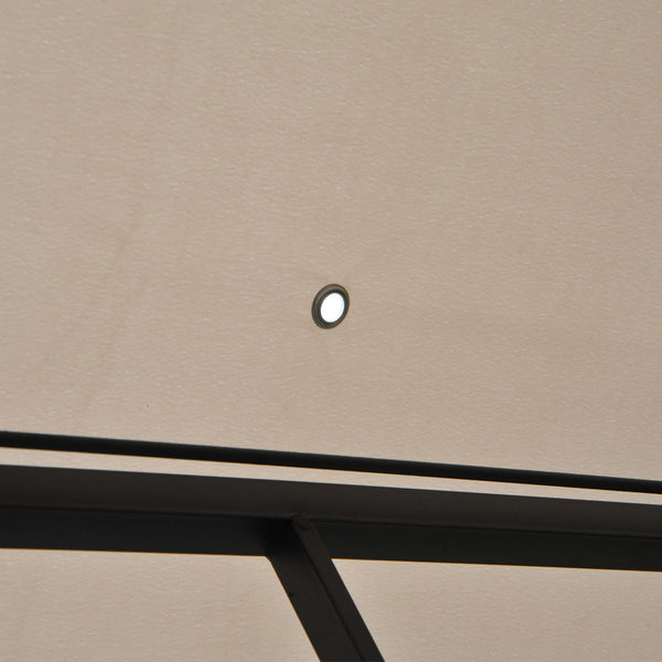 10 x 10 gazebo with metal frame and mesh side panels, beige