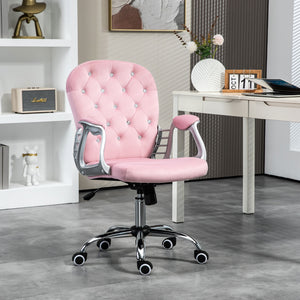 Office chair with adjustable height and padded backrest, pink