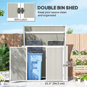 Garden bin shelter with chain lid, light grey