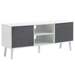 Modern TV cabinet with drawers and folding shelves, white