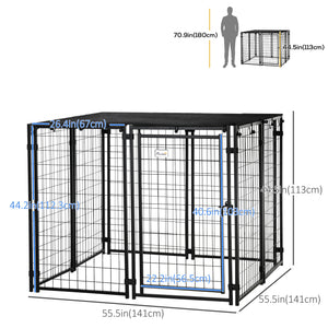 Lockable Outdoor Enclosure with Roof, Black