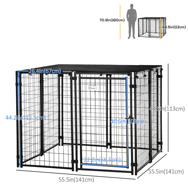 Lockable Outdoor Enclosure with Roof, Black