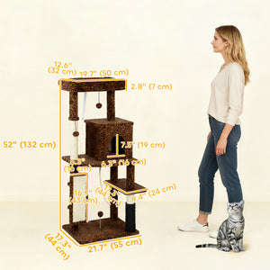 52-inch cat tree with condo, bed, sisal scratching posts and platforms