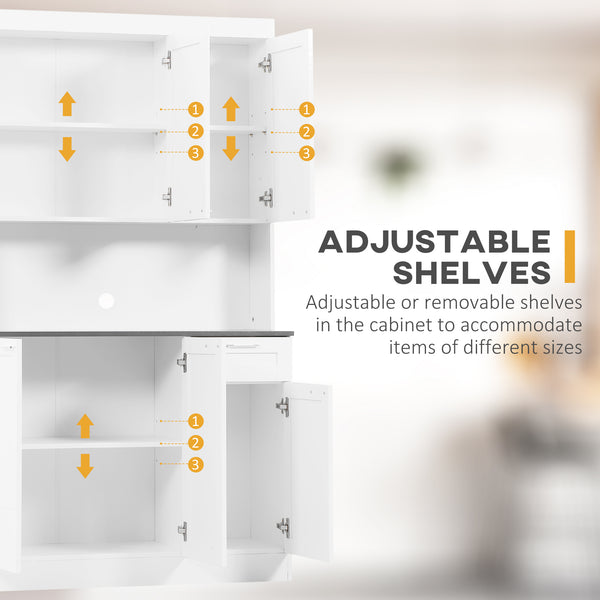 71" Sideboard with Adjustable Shelves, Gloss White