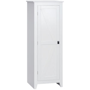Storage unit with barn door and adjustable shelves, white