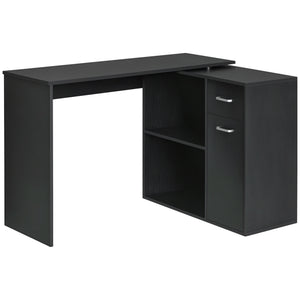 180° Rotating Corner Desk with Storage Shelf, Black
