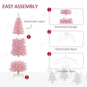 6ft Pink Pop-Up Artificial Christmas Tree