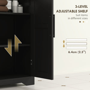 Country Style Bathroom Cabinet with Adjustable Shelf, Black