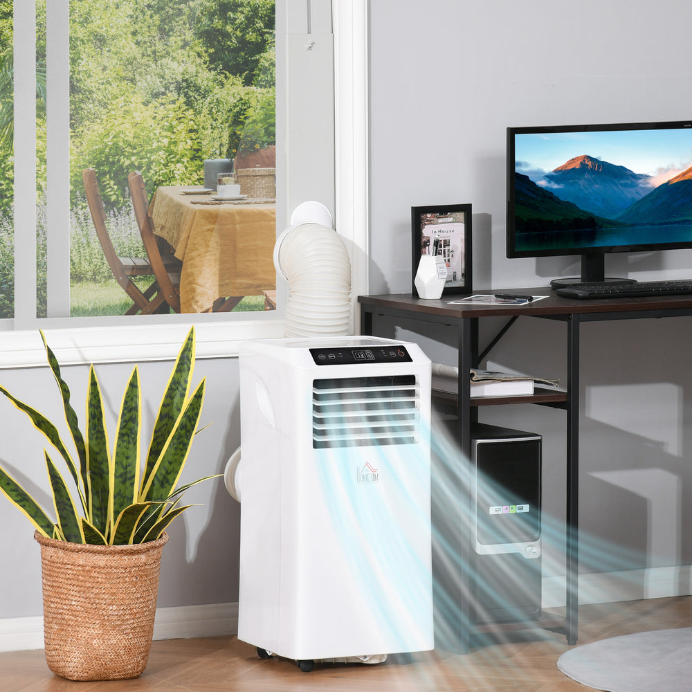 8,000 BTU Portable Air Conditioner, Dehumidifier, 2-Speed ​​Fans, 24-Hour Timer, White