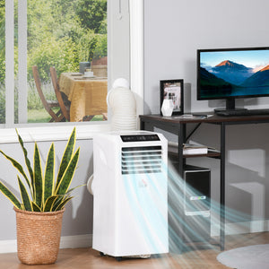 8,000 BTU Portable Air Conditioner, Dehumidifier, 2-Speed ​​Fans, 24-Hour Timer, White
