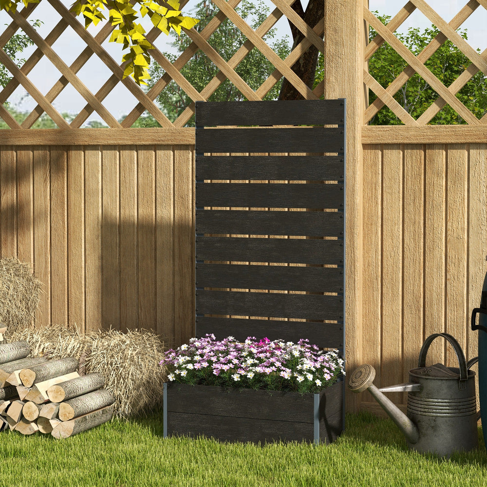 Raised planter with trellis for climbing plants, black