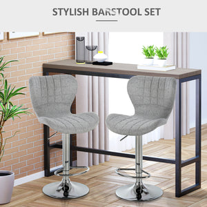 Set of 2 swivel bar stools, grey