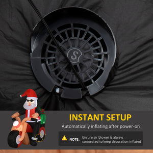 1.6m tall inflatable motorcycle Santa Claus with LED lighting