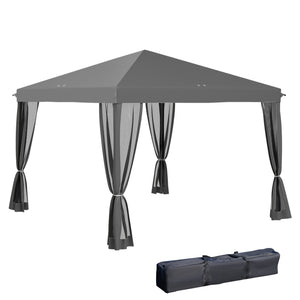 10' x 10' Gazebo with Removable Side Netting and Carry Bag for Outdoor Patio, Light Gray