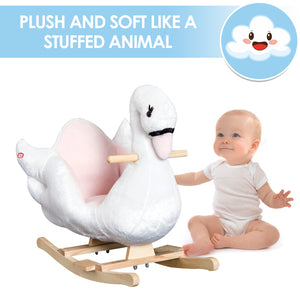 Soft and warm rocking swan with lullaby, white