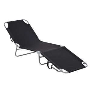 Folding chaise lounge with adjustable backrest and breathable mesh fabric, black