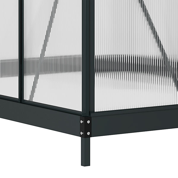 Garden greenhouse with sliding door