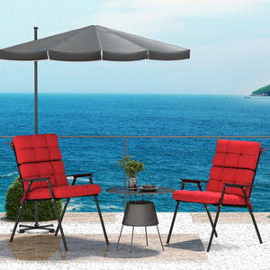 Outdoor Patio Chair Replacement Cushions with Ties, Tufted, Set of 2, Red