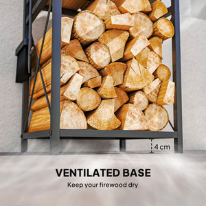 2-tier firewood rack with 4 fireplace tools