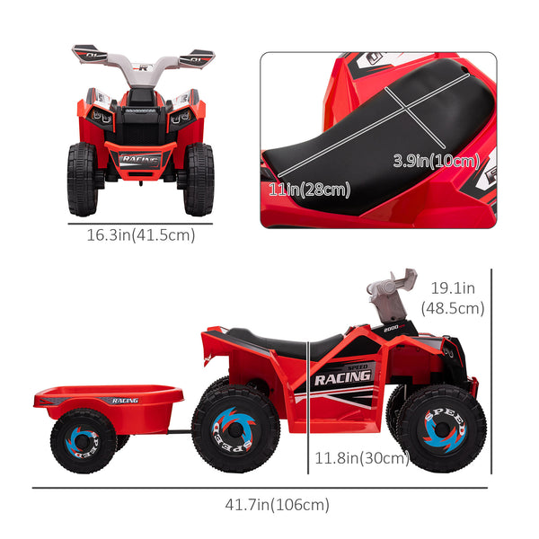 6V ATV with rear trailer, red