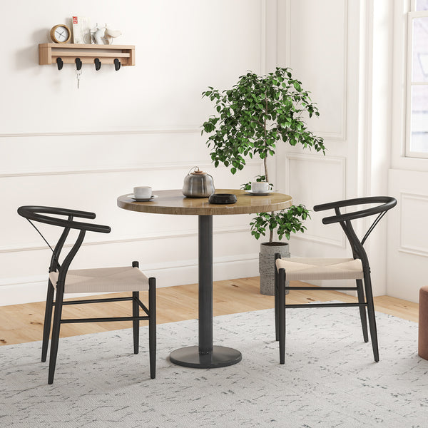 Set of 2 modern style woven fabric dining chairs