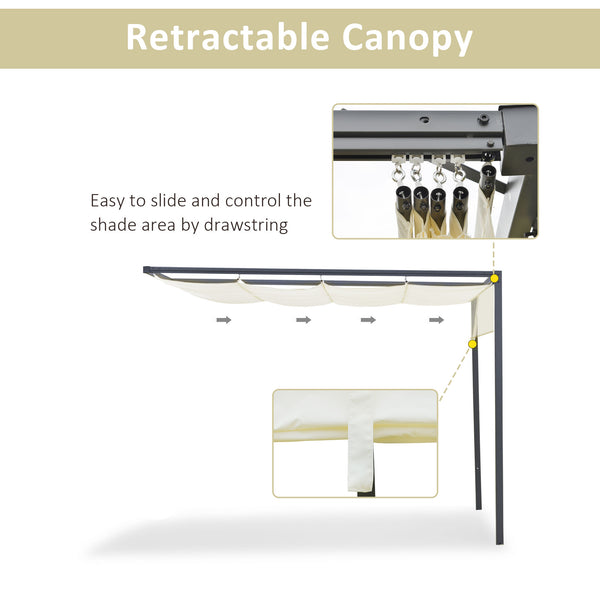 10 x 10 pergola with retractable awning, cream white