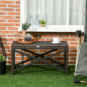 Brown resin wicker patio side table