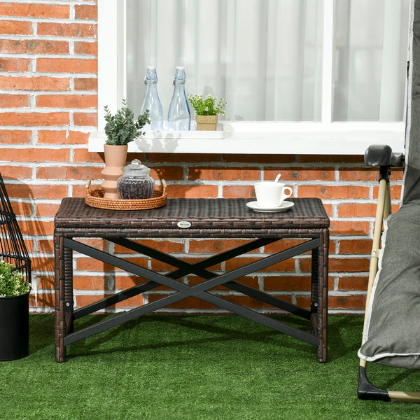 Brown resin wicker patio side table