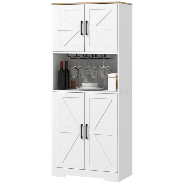 Pantry with wine glass storage, white