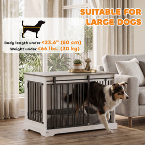 Dog crate furniture with sliding door, 100 cm, white