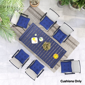 6-Piece Replacement Cushions, for Outdoor Patio Chair with Ties, Tufted, Dark Blue