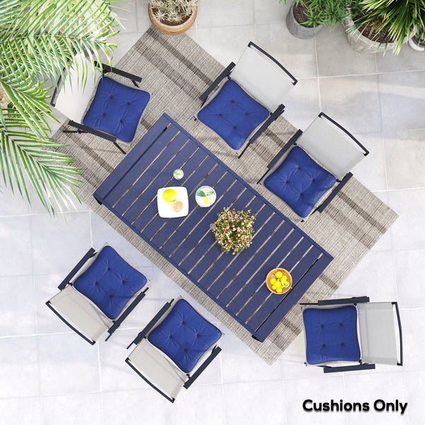 6-Piece Replacement Cushions, for Outdoor Patio Chair with Ties, Tufted, Dark Blue