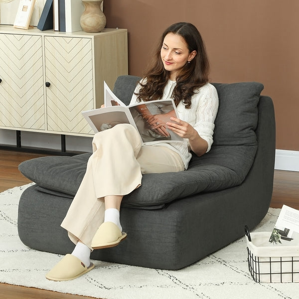 Ultra High Density Foam Armless Floor Sofa, Grey