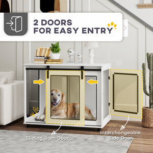 39-inch crate furniture with sliding barn door, white