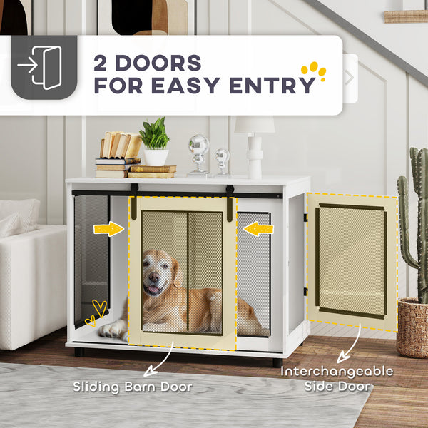 39-inch crate furniture with sliding barn door, white