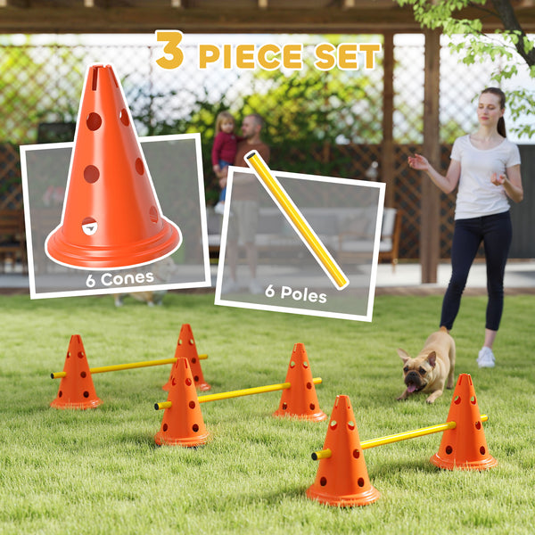 Set of agility cones and hurdles for dogs, orange