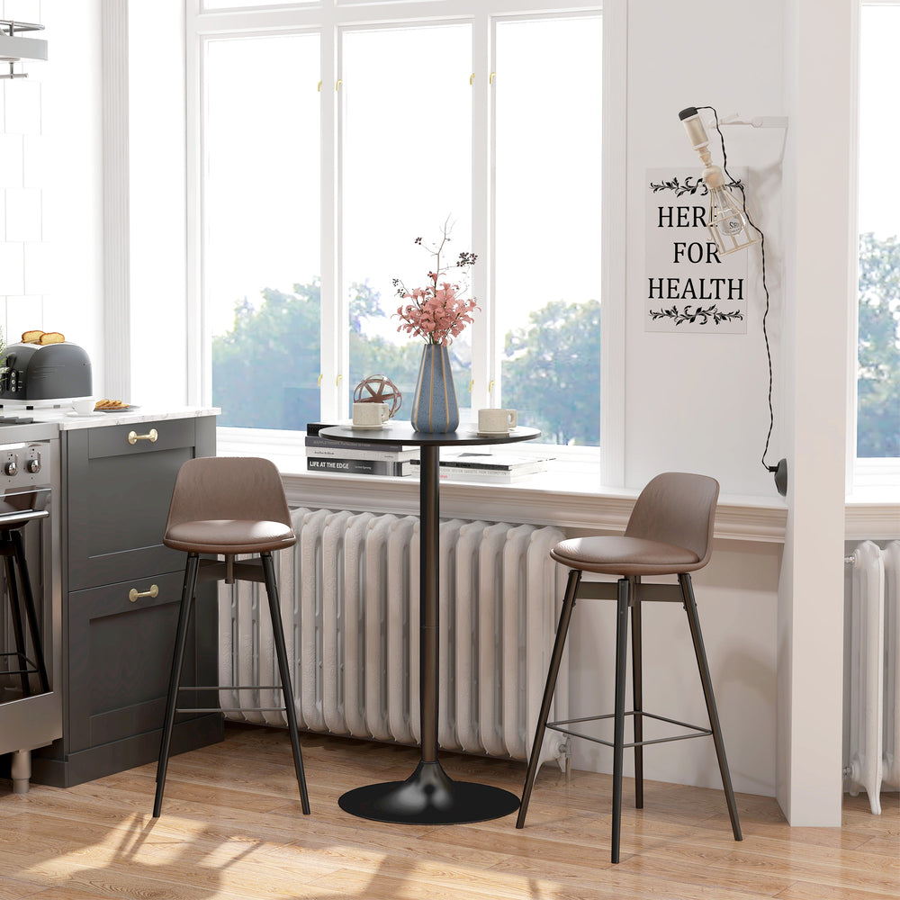 Modern round high bar table, black