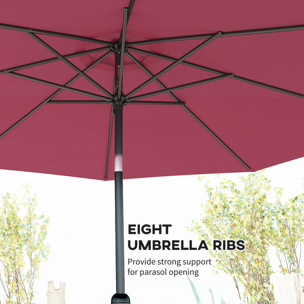 10-foot round parasol with crank and tilt, burgundy red